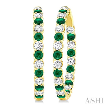 Inside-Out Alternate Gemstone & Diamond Hoop Earrings