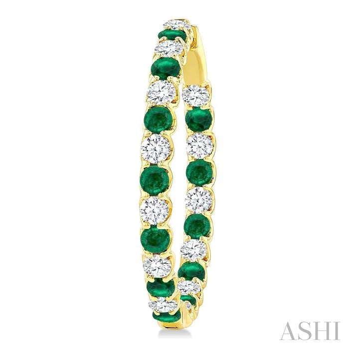Inside-Out Alternate Gemstone & Diamond Hoop Earrings