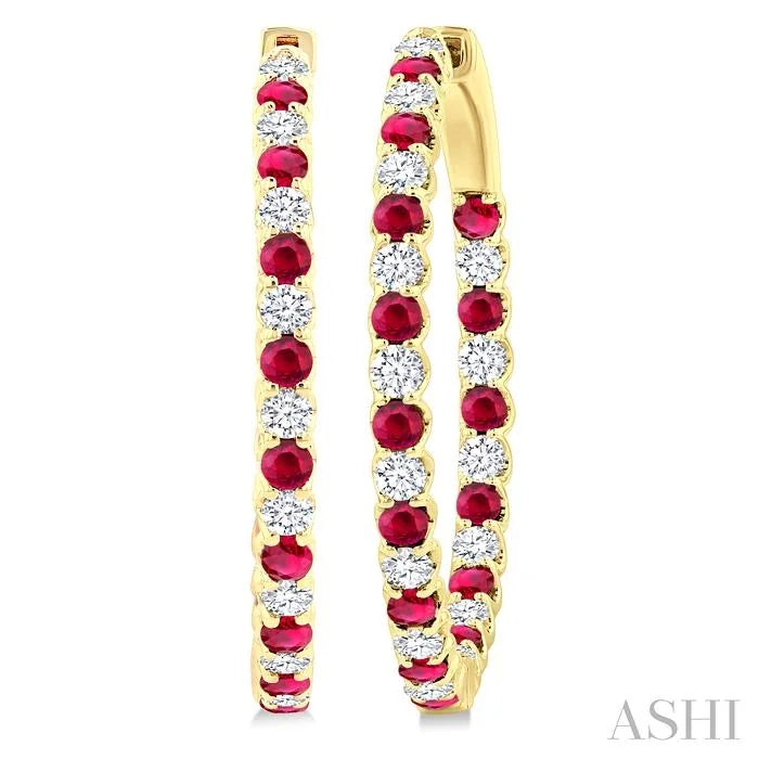Inside-Out Alternate Gemstone & Diamond Hoop Earrings