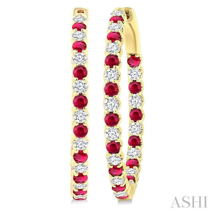 Inside-Out Alternate Gemstone & Diamond Hoop Earrings