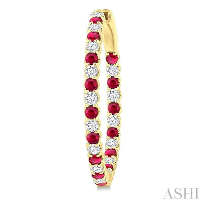 Inside-Out Alternate Gemstone & Diamond Hoop Earrings