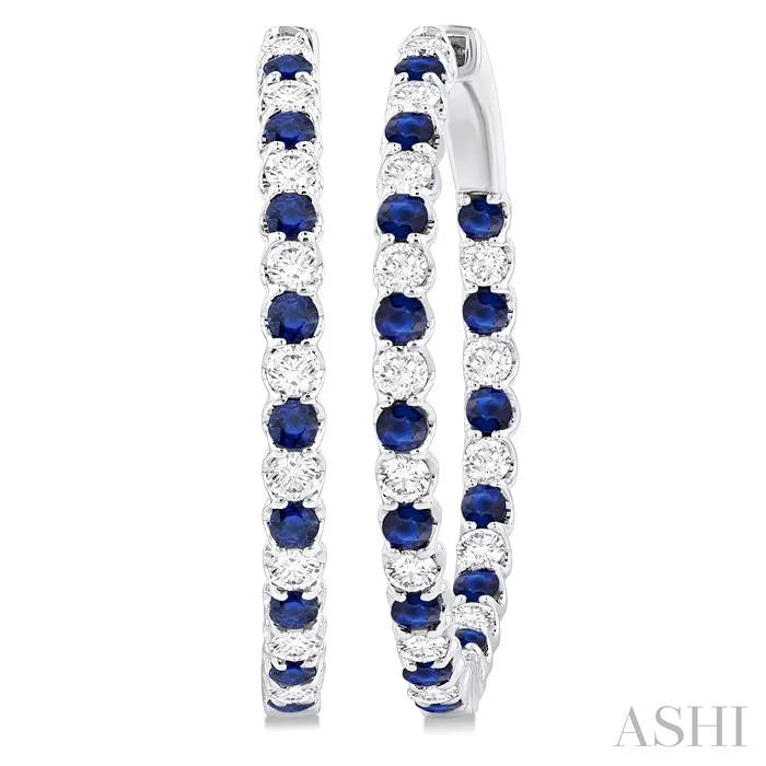 Inside-Out Alternate Gemstone & Diamond Hoop Earrings