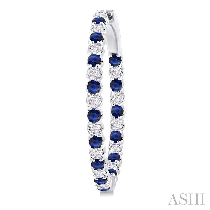 Inside-Out Alternate Gemstone & Diamond Hoop Earrings
