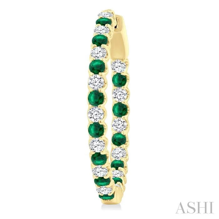 Inside-Out Alternate Gemstone & Diamond Hoop Earrings