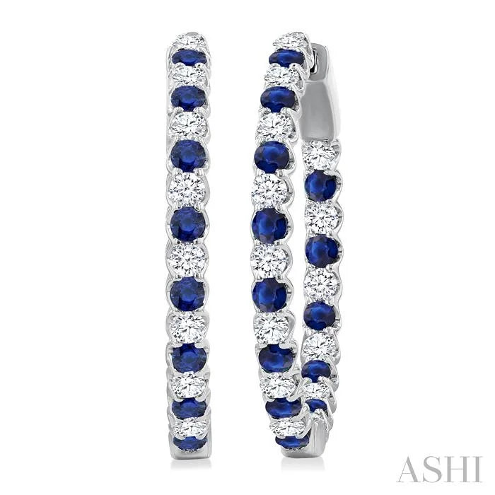 Inside-Out Alternate Gemstone & Diamond Hoop Earrings