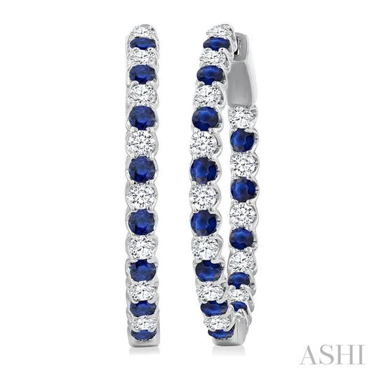 Inside-Out Alternate Gemstone & Diamond Hoop Earrings