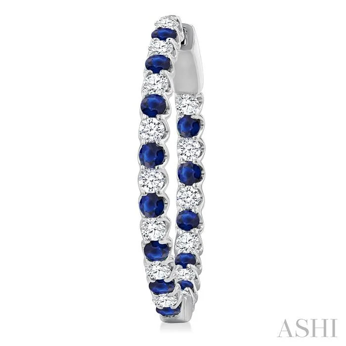 Inside-Out Alternate Gemstone & Diamond Hoop Earrings