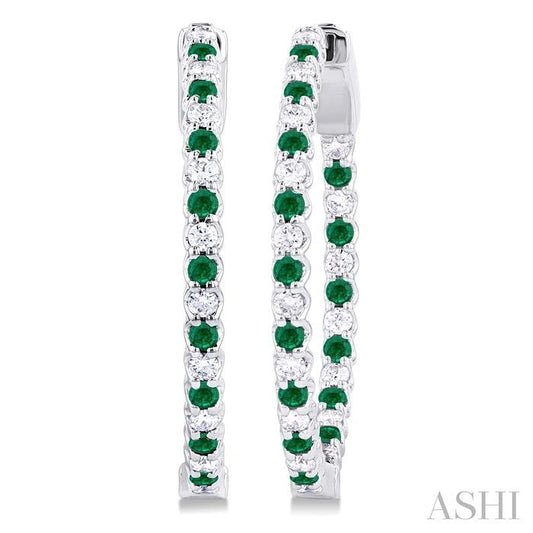 Inside-Out Alternate Gemstone & Diamond Hoop Earrings
