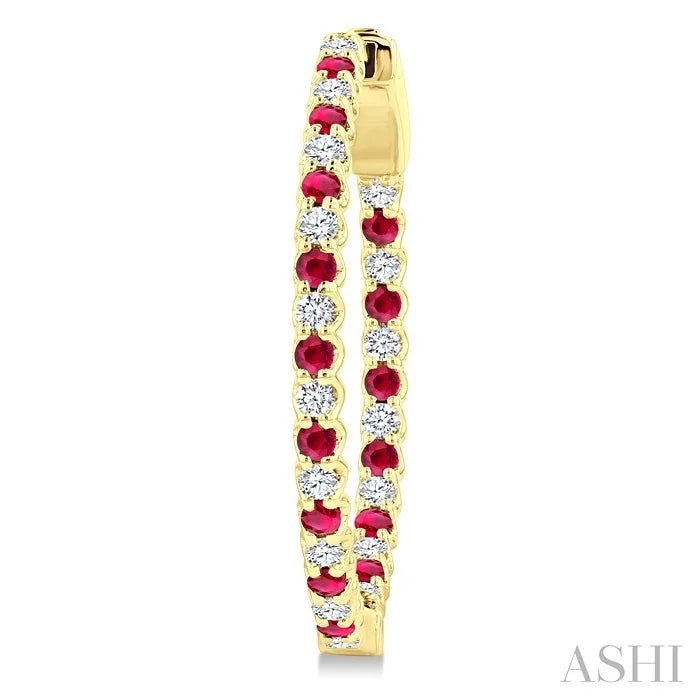 Inside-Out Alternate Gemstone & Diamond Hoop Earrings