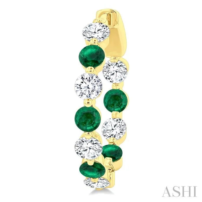 Inside-Out Alternate Gemstone & Diamond Hoop Earrings