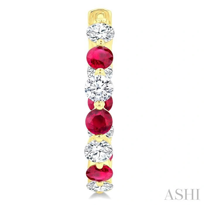Inside-Out Alternate Gemstone & Diamond Hoop Earrings