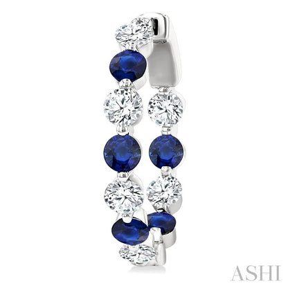 Inside-Out Alternate Gemstone & Diamond Hoop Earrings