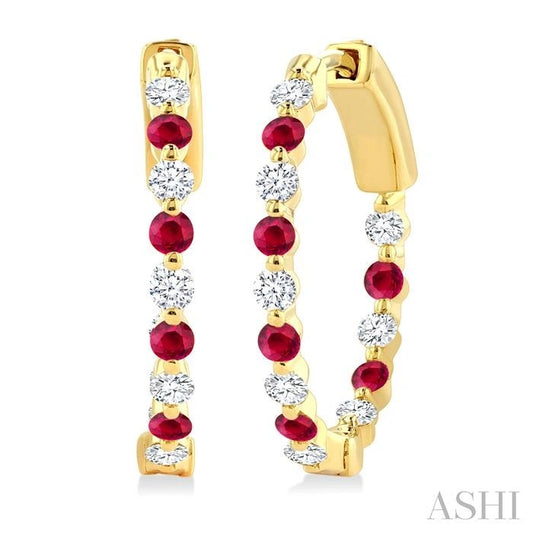 Inside-Out Alternate Gemstone & Diamond Hoop Earrings