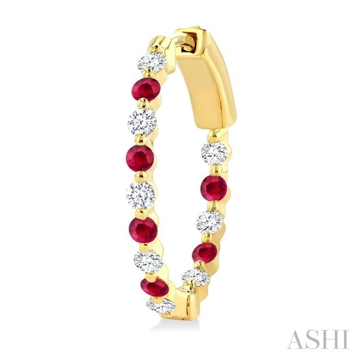Inside-Out Alternate Gemstone & Diamond Hoop Earrings