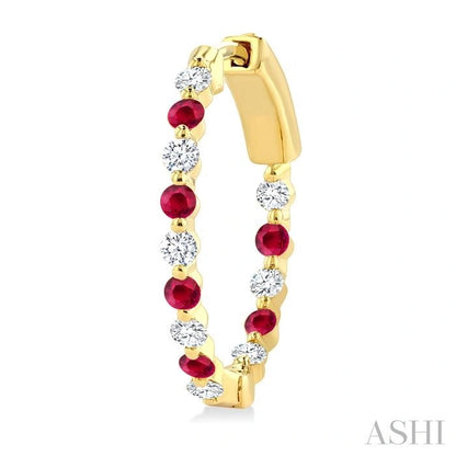 Inside-Out Alternate Gemstone & Diamond Hoop Earrings