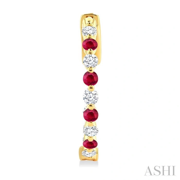 Inside-Out Alternate Gemstone & Diamond Hoop Earrings