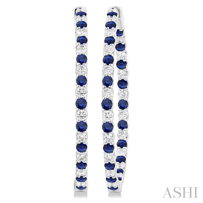 Inside-Out Alternate Gemstone & Diamond Hoop Earrings