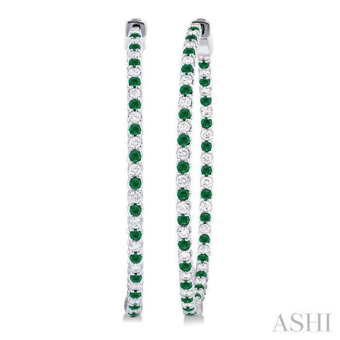 Inside-Out Alternate Gemstone & Diamond Hoop Earrings