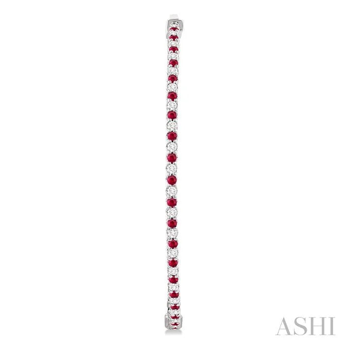 Inside-Out Alternate Gemstone & Diamond Hoop Earrings