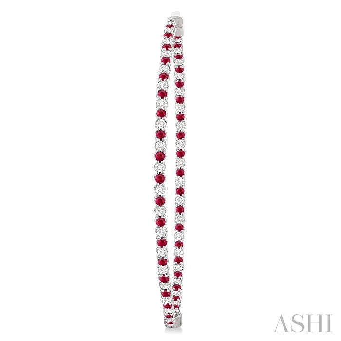 Inside-Out Alternate Gemstone & Diamond Hoop Earrings