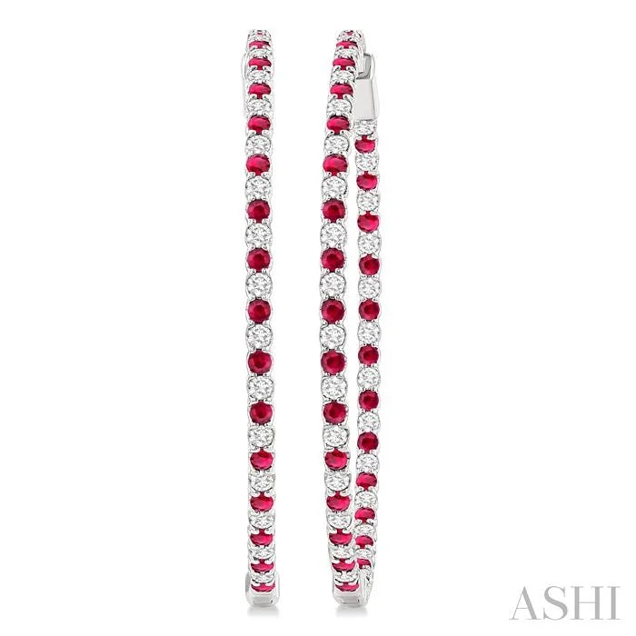 Inside-Out Alternate Gemstone & Diamond Hoop Earrings
