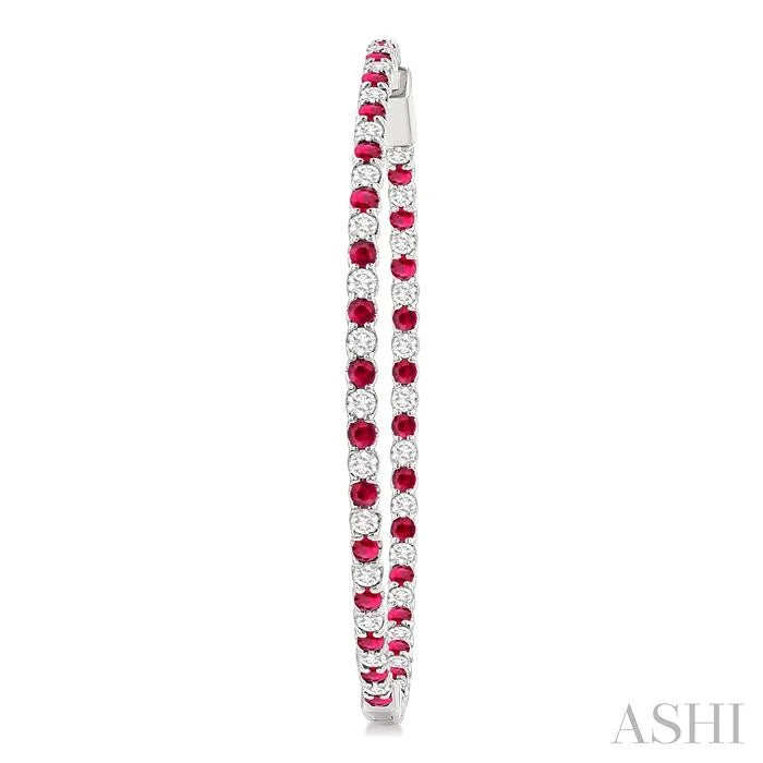 Inside-Out Alternate Gemstone & Diamond Hoop Earrings