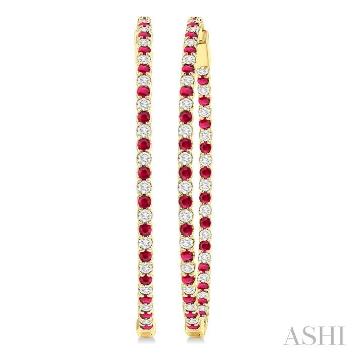 Inside-Out Alternate Gemstone & Diamond Hoop Earrings
