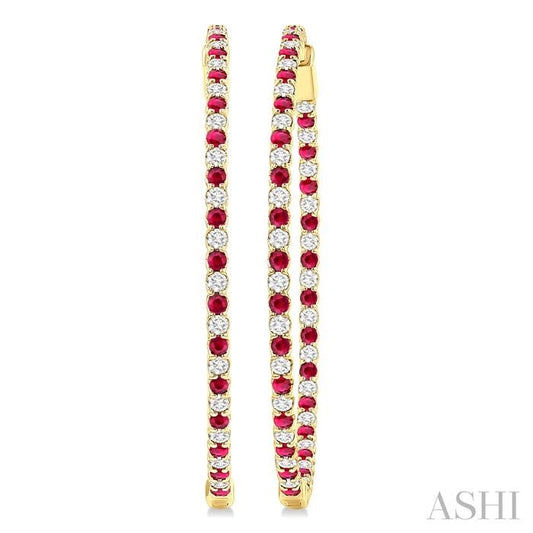 Inside-Out Alternate Gemstone & Diamond Hoop Earrings