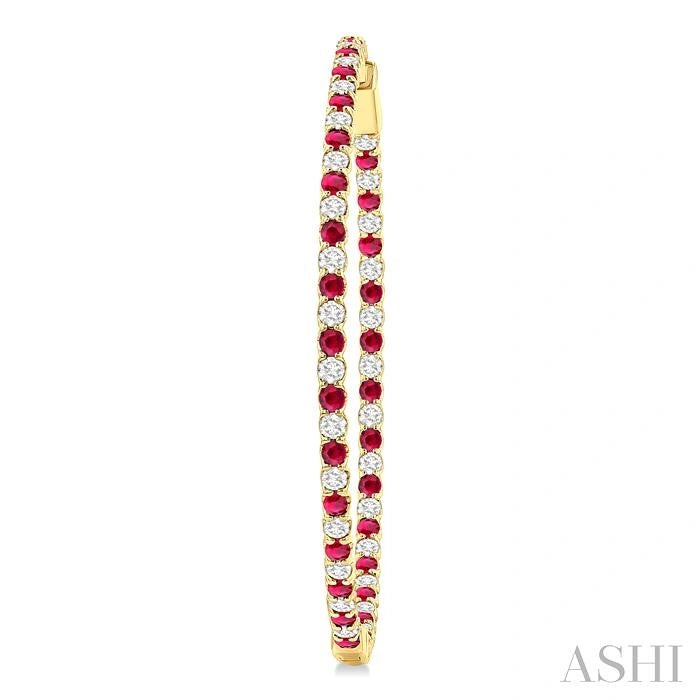 Inside-Out Alternate Gemstone & Diamond Hoop Earrings