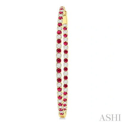 Inside-Out Alternate Gemstone & Diamond Hoop Earrings