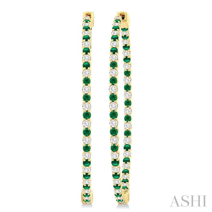 Inside-Out Alternate Gemstone & Diamond Hoop Earrings
