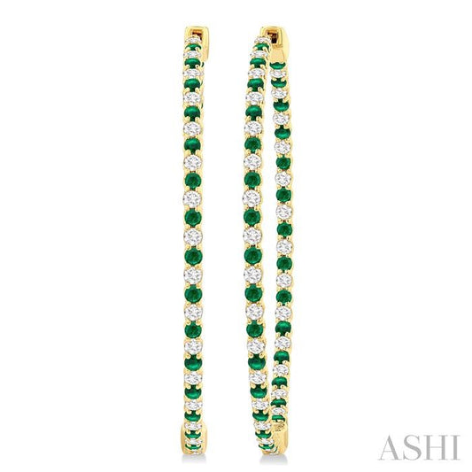 Inside-Out Alternate Gemstone & Diamond Hoop Earrings