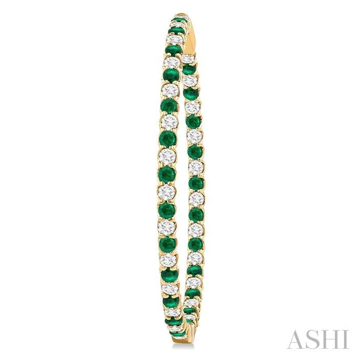 Inside-Out Alternate Gemstone & Diamond Hoop Earrings