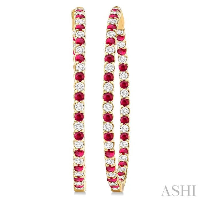 Inside-Out Alternate Gemstone & Diamond Hoop Earrings