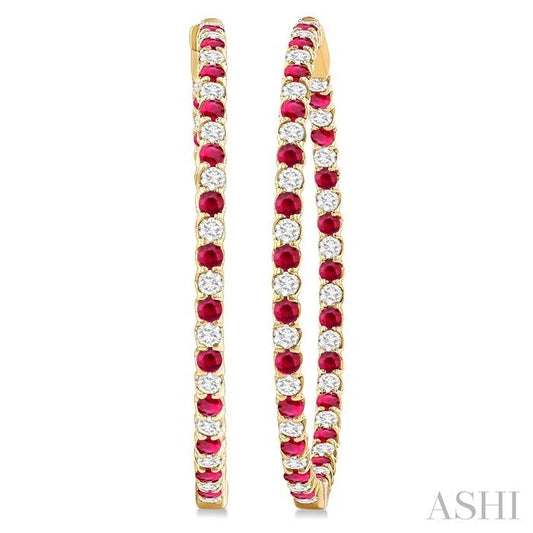 Inside-Out Alternate Gemstone & Diamond Hoop Earrings