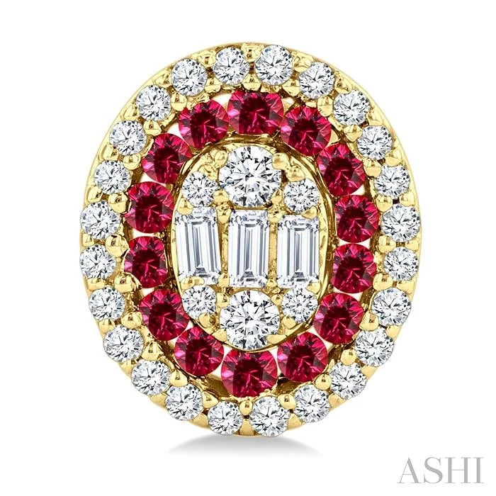 Oval Shape Gemstone & Diamond Fusion Earrings