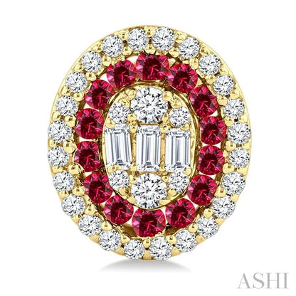 Oval Shape Gemstone & Diamond Fusion Earrings