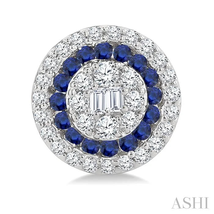 Round Shape Gemstone & Diamond Fusion Earrings