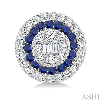 Round Shape Gemstone & Diamond Fusion Earrings