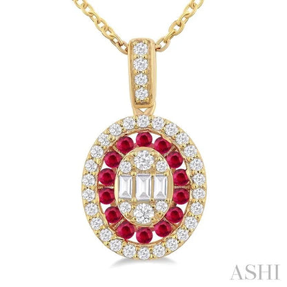 Oval Shape Gemstone & Halo Diamond Fusion Pendant
