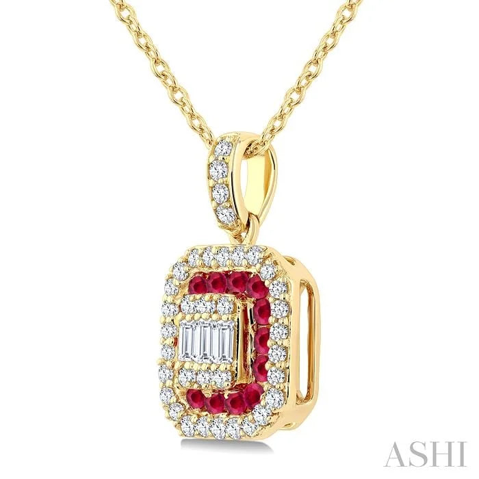Emerald Shape Gemstone & Diamond Fusion Pendant