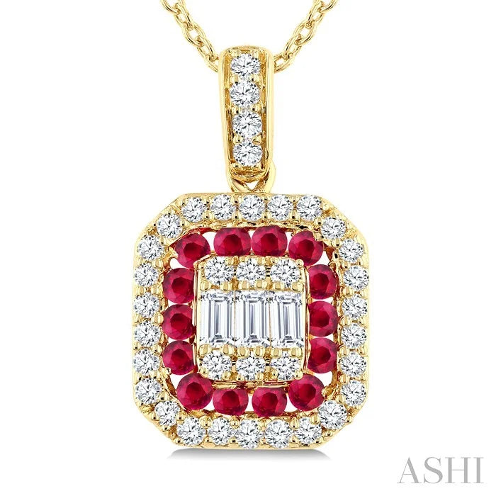 Emerald Shape Gemstone & Diamond Fusion Pendant