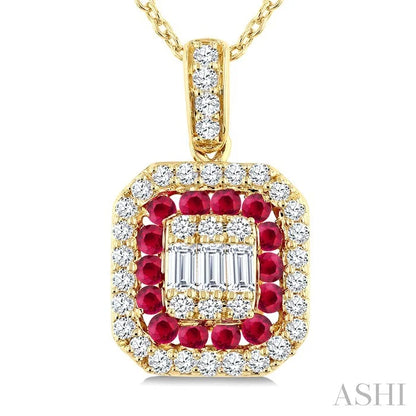 Emerald Shape Gemstone & Diamond Fusion Pendant