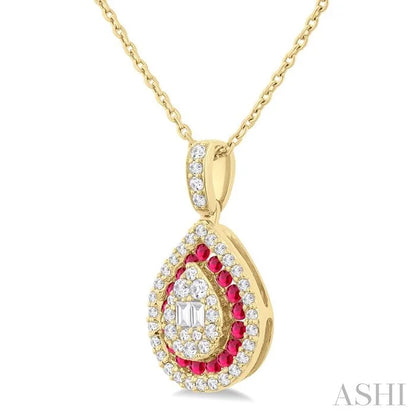Pear Shape Gemstone & Diamond Fusion Pendant
