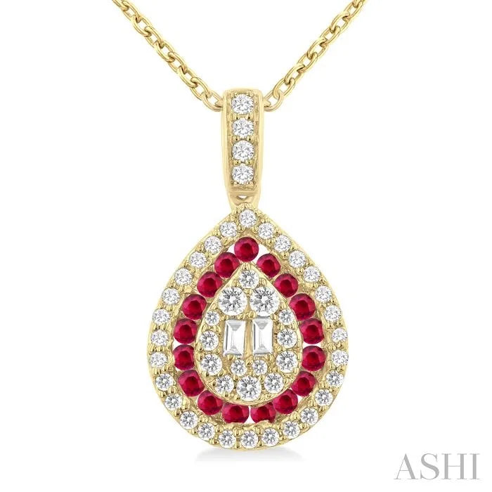 Pear Shape Gemstone & Diamond Fusion Pendant
