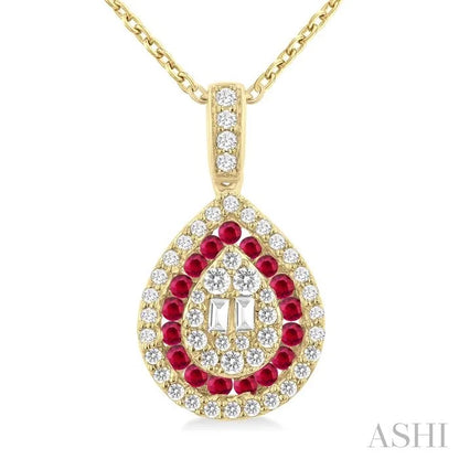 Pear Shape Gemstone & Diamond Fusion Pendant