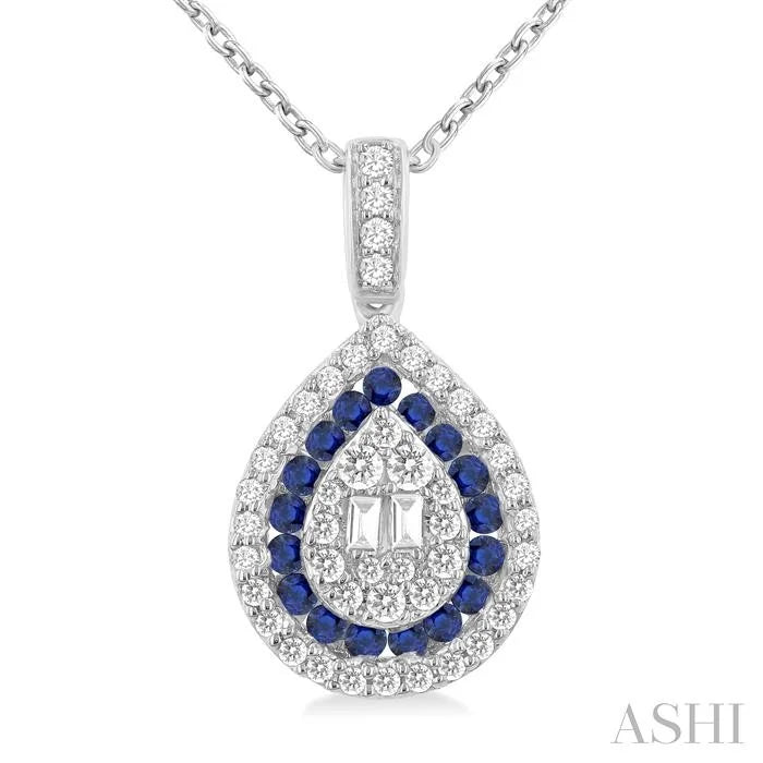 Pear Shape Gemstone & Diamond Fusion Pendant