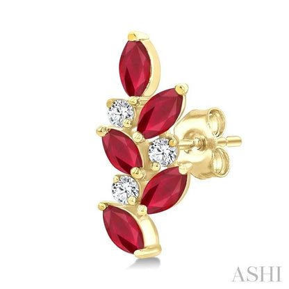 Marquise Shape Gemstone & Diamond Fashion Ear Climbers