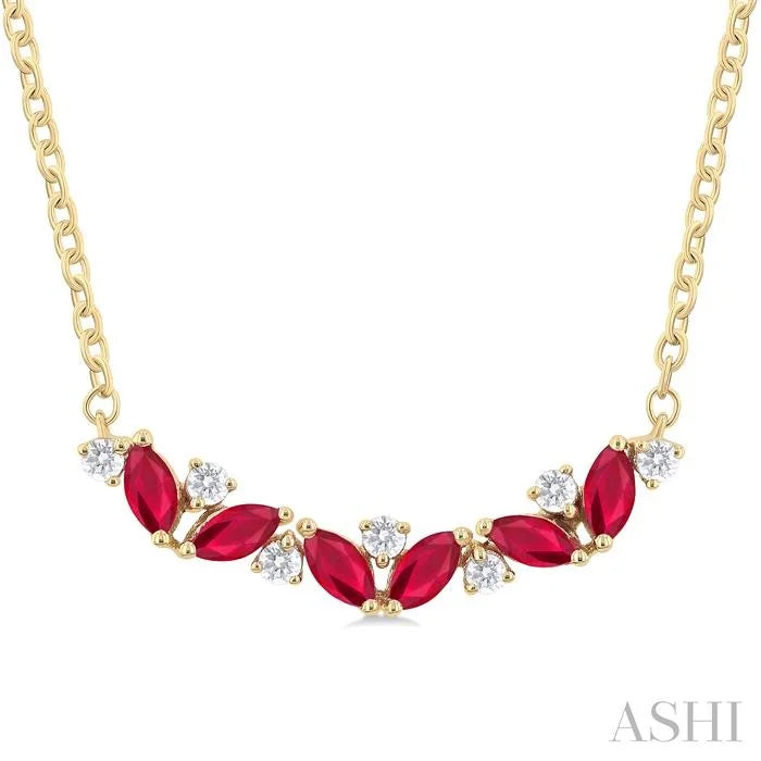 Marquise Shape Gemstone & Diamond Necklace