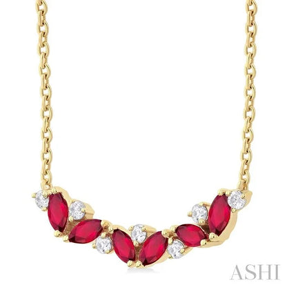 Marquise Shape Gemstone & Diamond Necklace